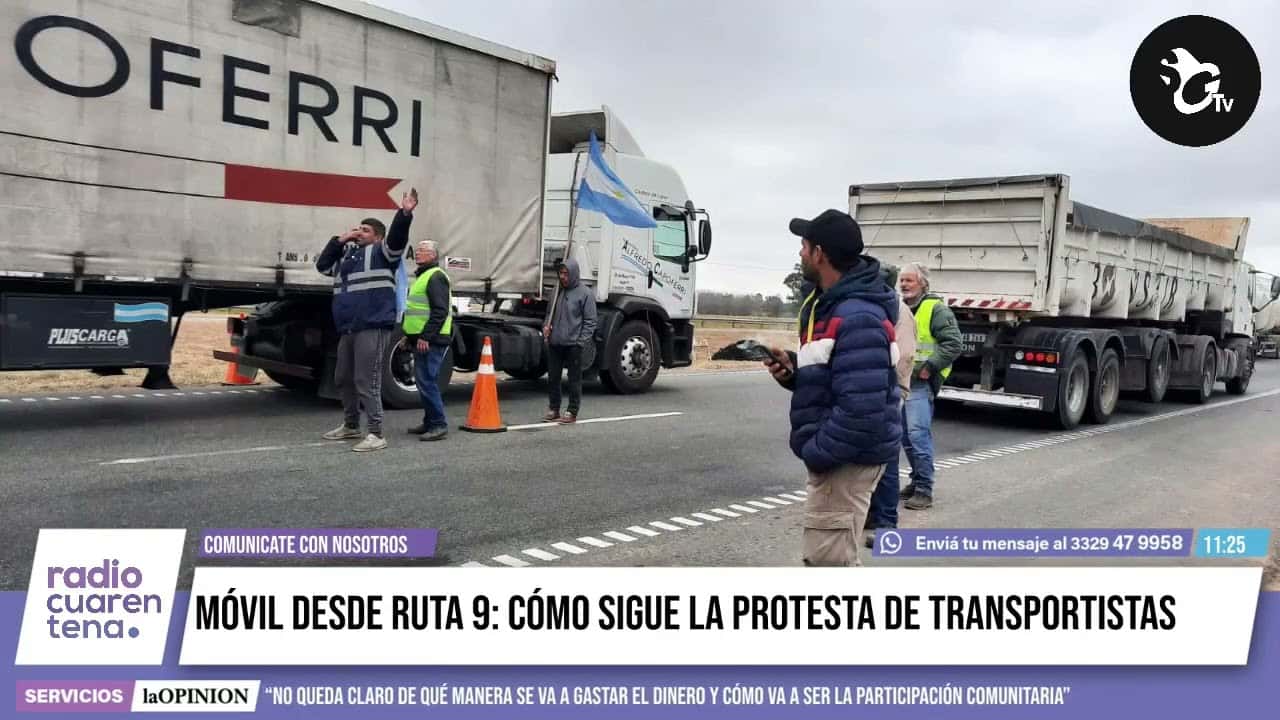 Con cortes intermitentes, sigue la protesta de transportistas en ruta 9