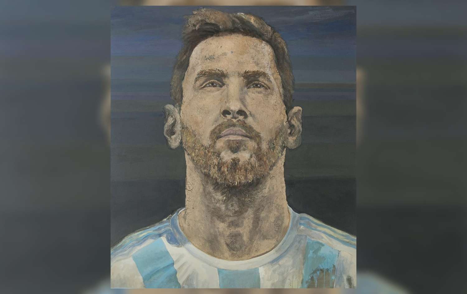 Qatar 2022: el retrato de Messi que creó Coqui López con tierra de la casa y el potrero del capitán de la Selección Argentina