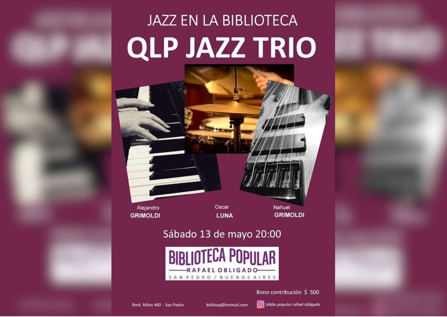 Noche de jazz en la biblioteca: se presenta QLP Jazz Trío