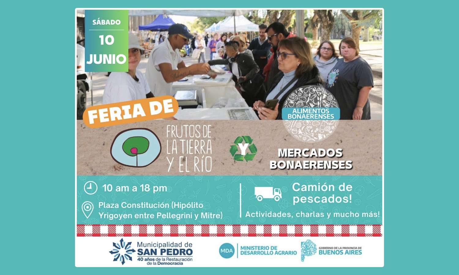 Mercados Bonaerenses y Frutos de la Tierra y el Río en Plaza Constitución este sábado 10 de junio
