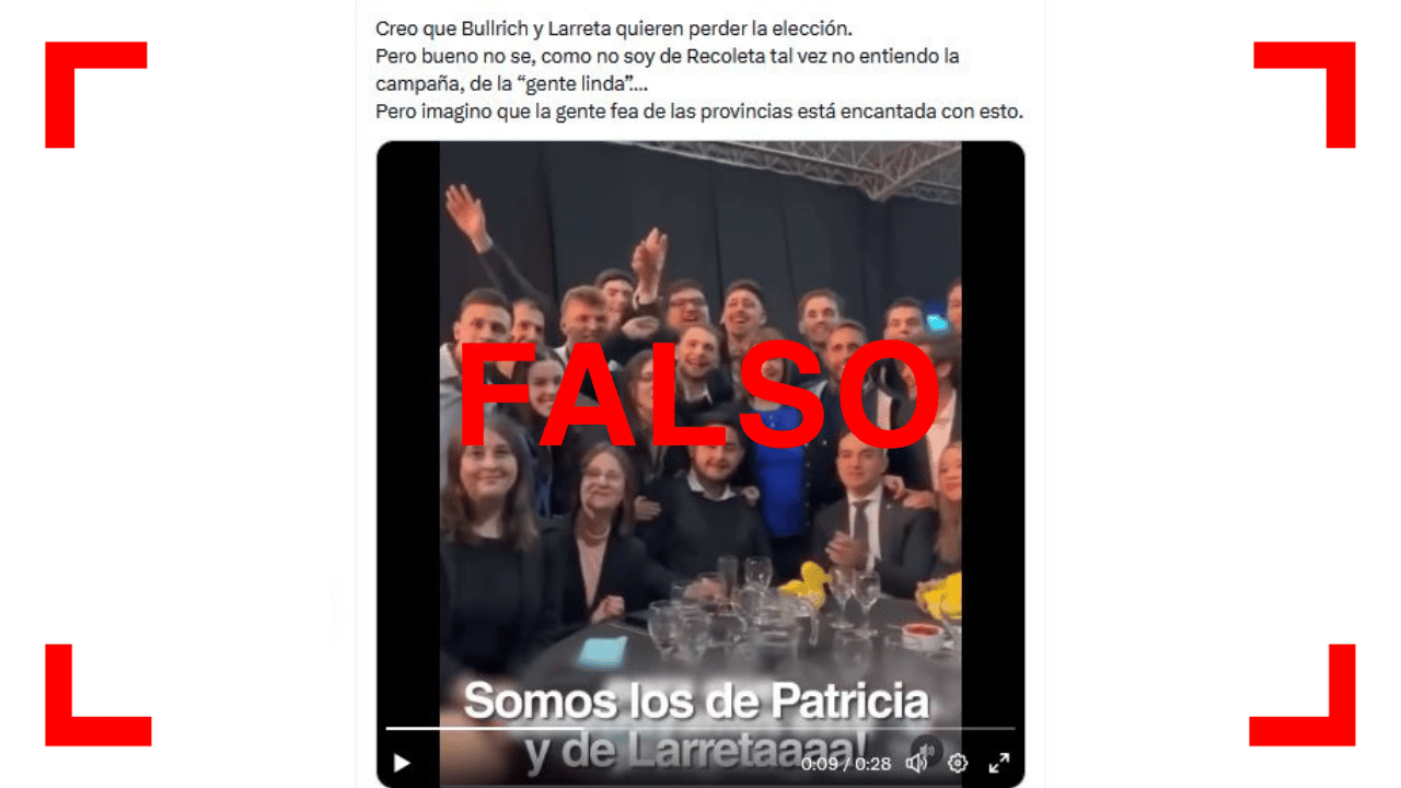 Es falso el video en el que seguidores de Patricia Bullrich cantan “somos los pitukitos de Recoleta”: el audio está manipulado