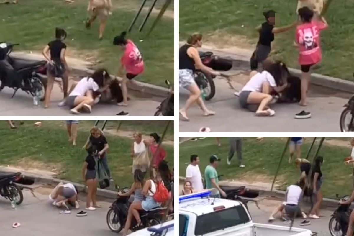 Feroz pelea entre mujeres a pocos metros de donde ocurrió un accidente