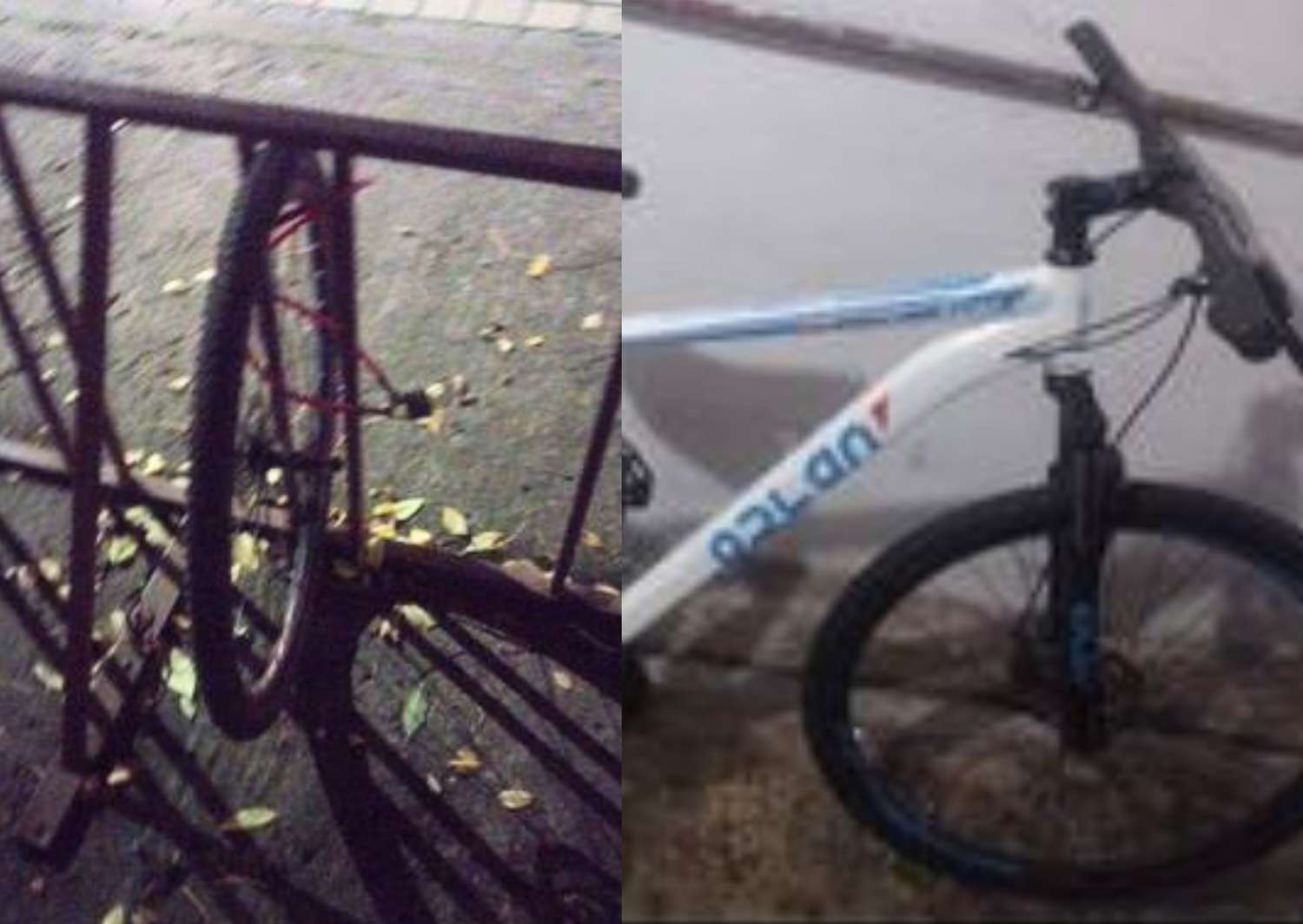 Le robaron la bicicleta afuera de la escuela y le dejaron sólo una rueda