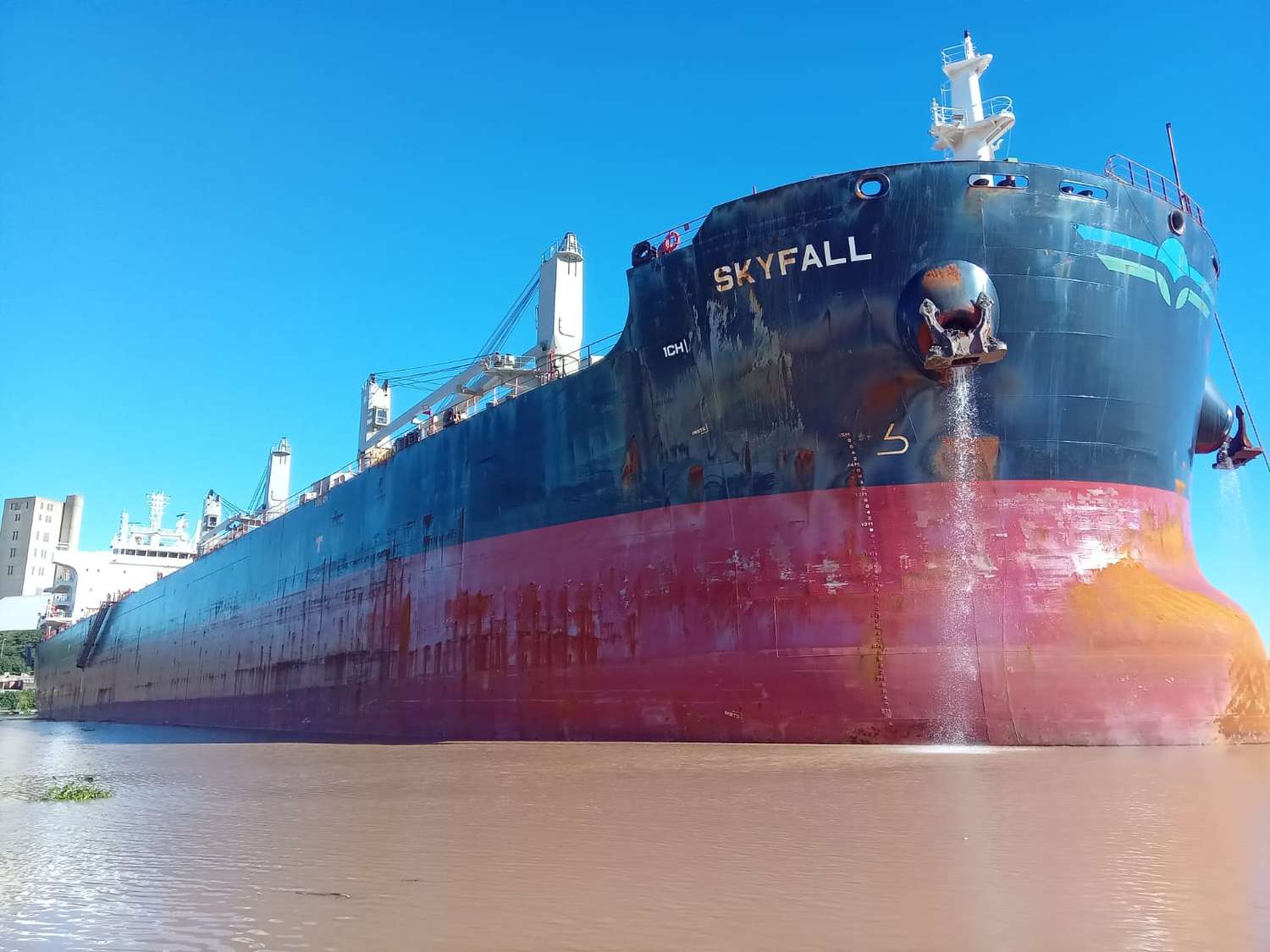 El buque Skyfall carga en el muelle principal del puerto