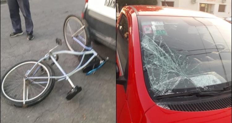 Ciclista lesionada al colisionar contra un auto