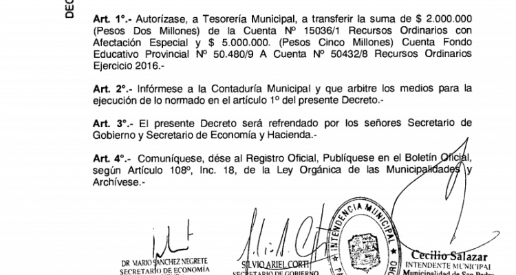 En junio, Salazar y Sánchez Negrete usaron 7 millones de fondos afectados para gastos corrientes