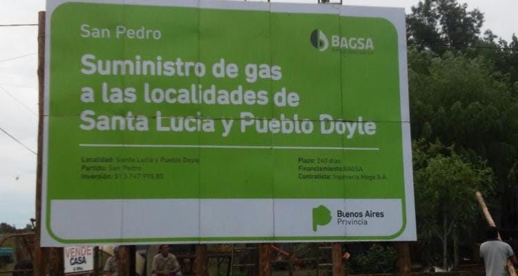 Llegan las obras de gas para Santa Lucía, Doyle y Río Tala