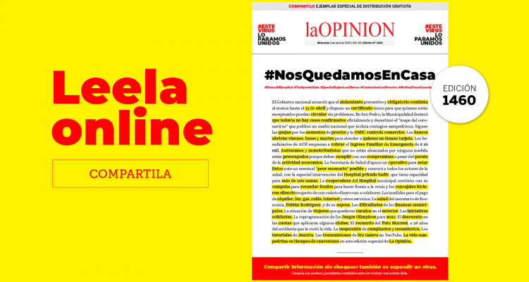 #QuedateEnCasa Leé gratis la edición 1460 de La Opinión