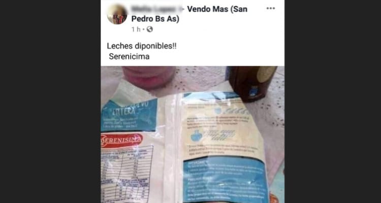 Polémica por la venta a través de Facebook de leche que entrega el Estado en los centros de salud