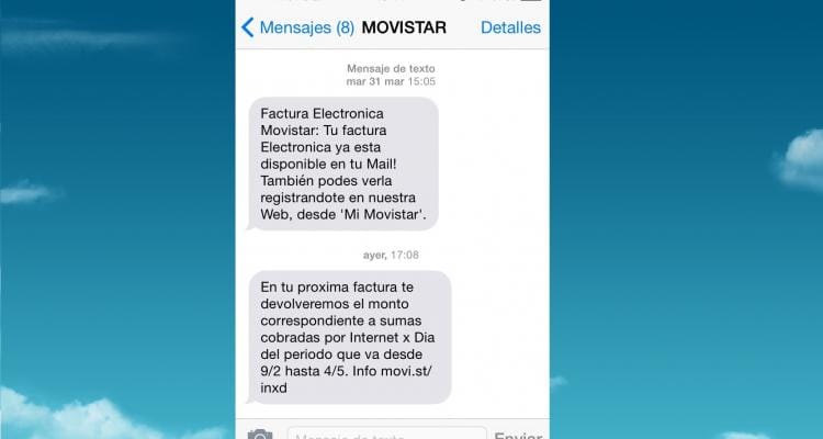 Movistar devolverá el dinero cobrado por consumo de internet móvil