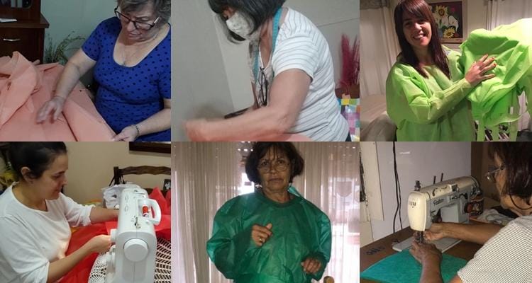 Coronavirus: El trabajo solidario de maestras jardineras que confeccionan batas para donarlas a profesionales de la salud