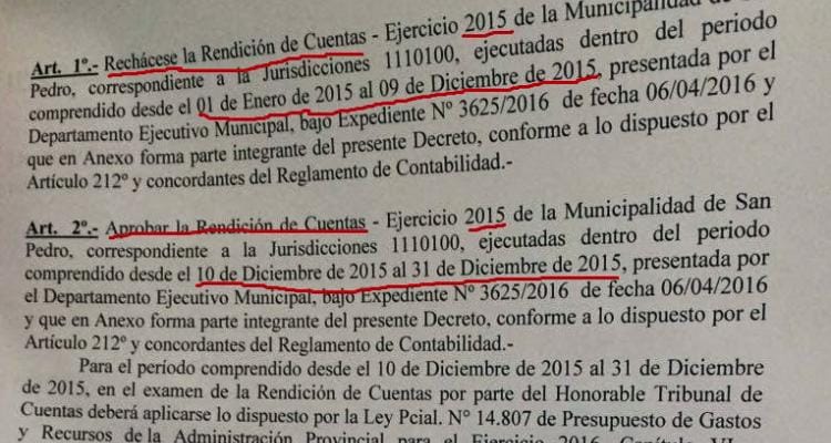 Rendición de Cuentas 2015: Dividen el ejercicio fiscal para rechazar el período de Giovanettoni y aprobar el mes de Salazar