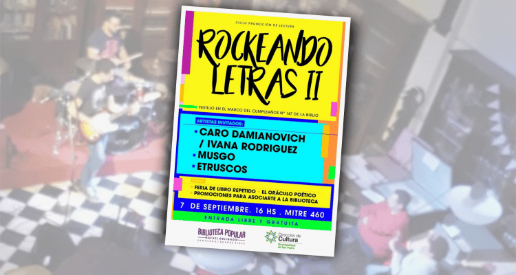 La Biblioteca Popular presenta “Rockeando Letras II” con bandas en vivo este sábado