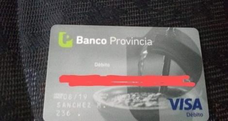 Tarjeta de Banco Provincia encontrada