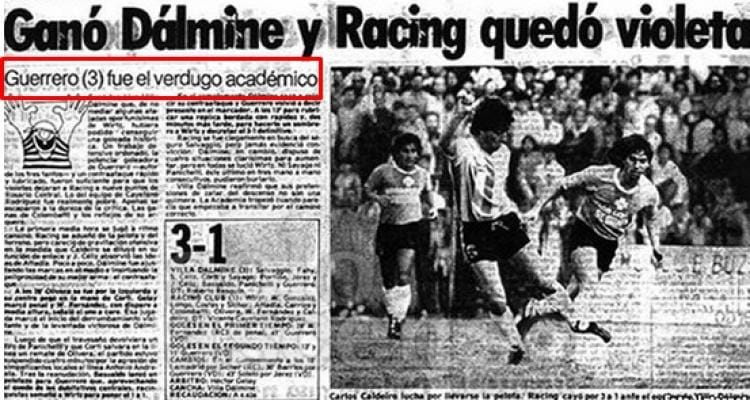 “Chupete” Guerrero y su día de gloria en Villa Dálmine: Los tres goles a Racing y la vuelta a San Pedro con un fanático de la Academia