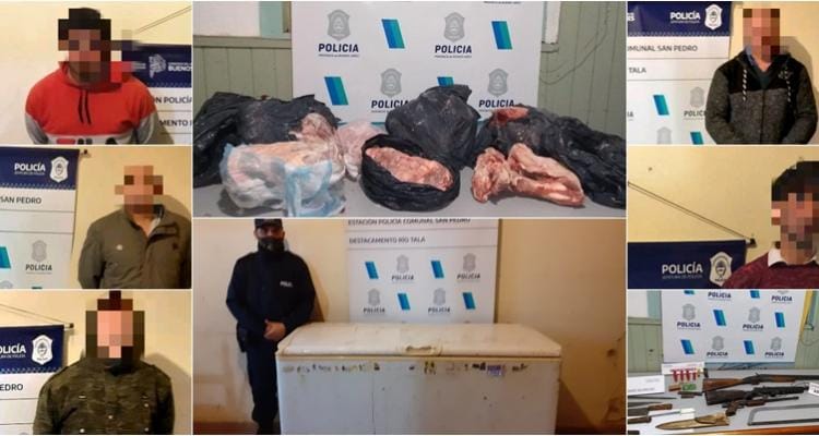 Faenaron un novillo en Río Tala: Allanaron domicilios y detuvieron a cinco personas que tenían más de 150 kilogramos de carne