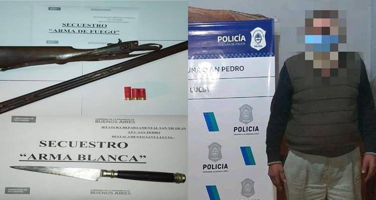 Santa Lucía: Un hombre amenazó con una escopeta y un cuchillo a un grupo de jóvenes que pescaba en un arroyo y fue detenido