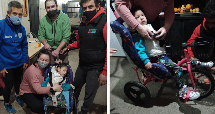 Vecinos crearon una “tricicleta” para Luz, una niña con parálisis cerebral infantil
