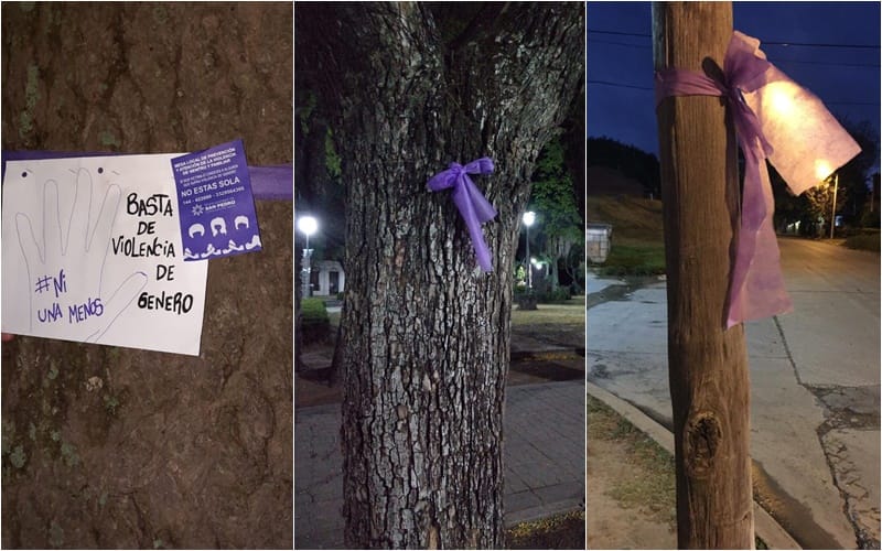 Listones violeta por el Día de la Eliminación de la Violencia contra las Mujeres