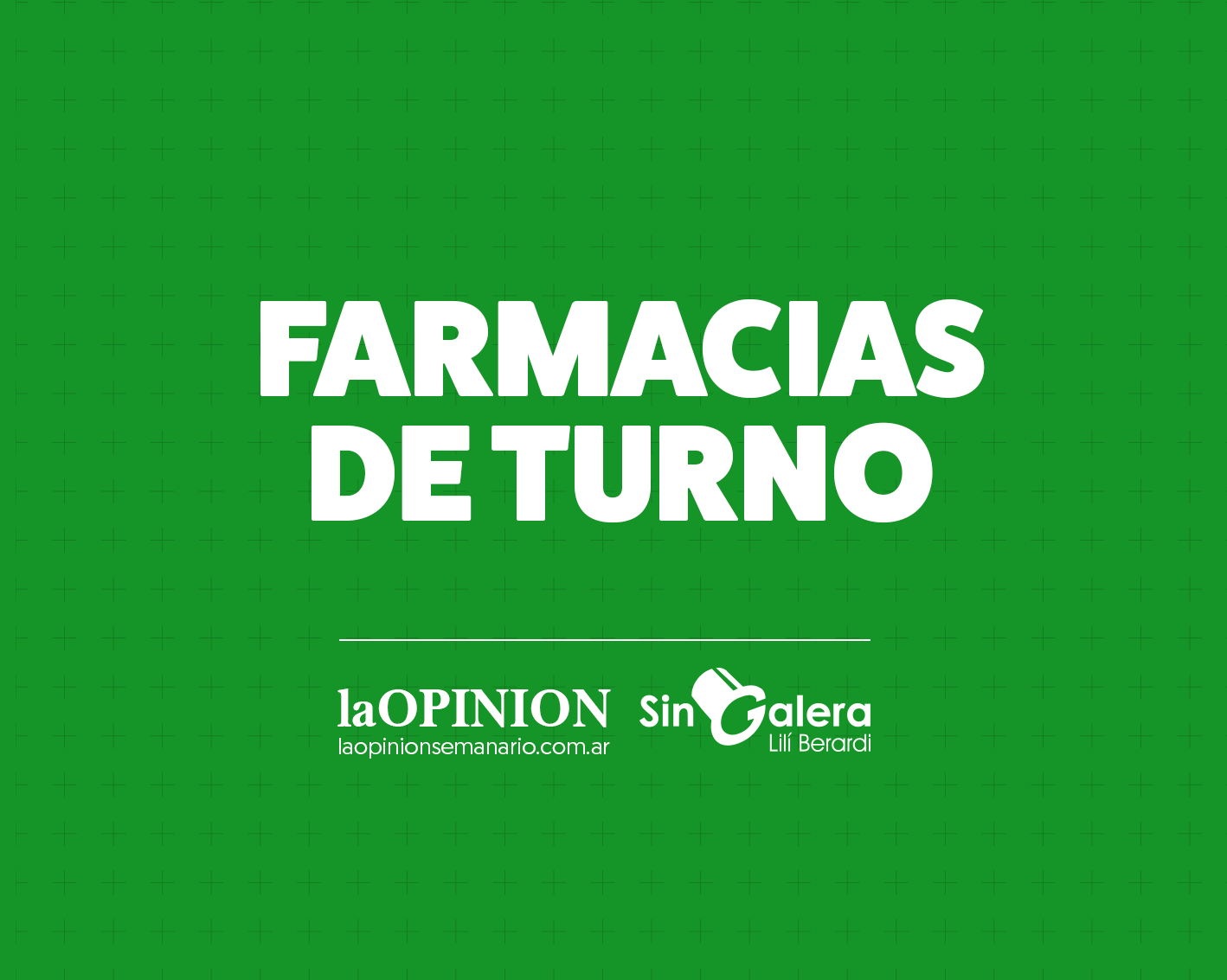 Farmacias de turno 27/04: Molina y Mauro Coliva