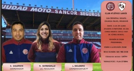 La Liga Infantil hará una charla virtual con exfutbolistas profesionales y especialistas de Lanús