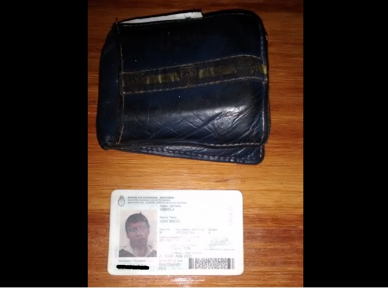 Encontraron la billetera de Juan Miguel