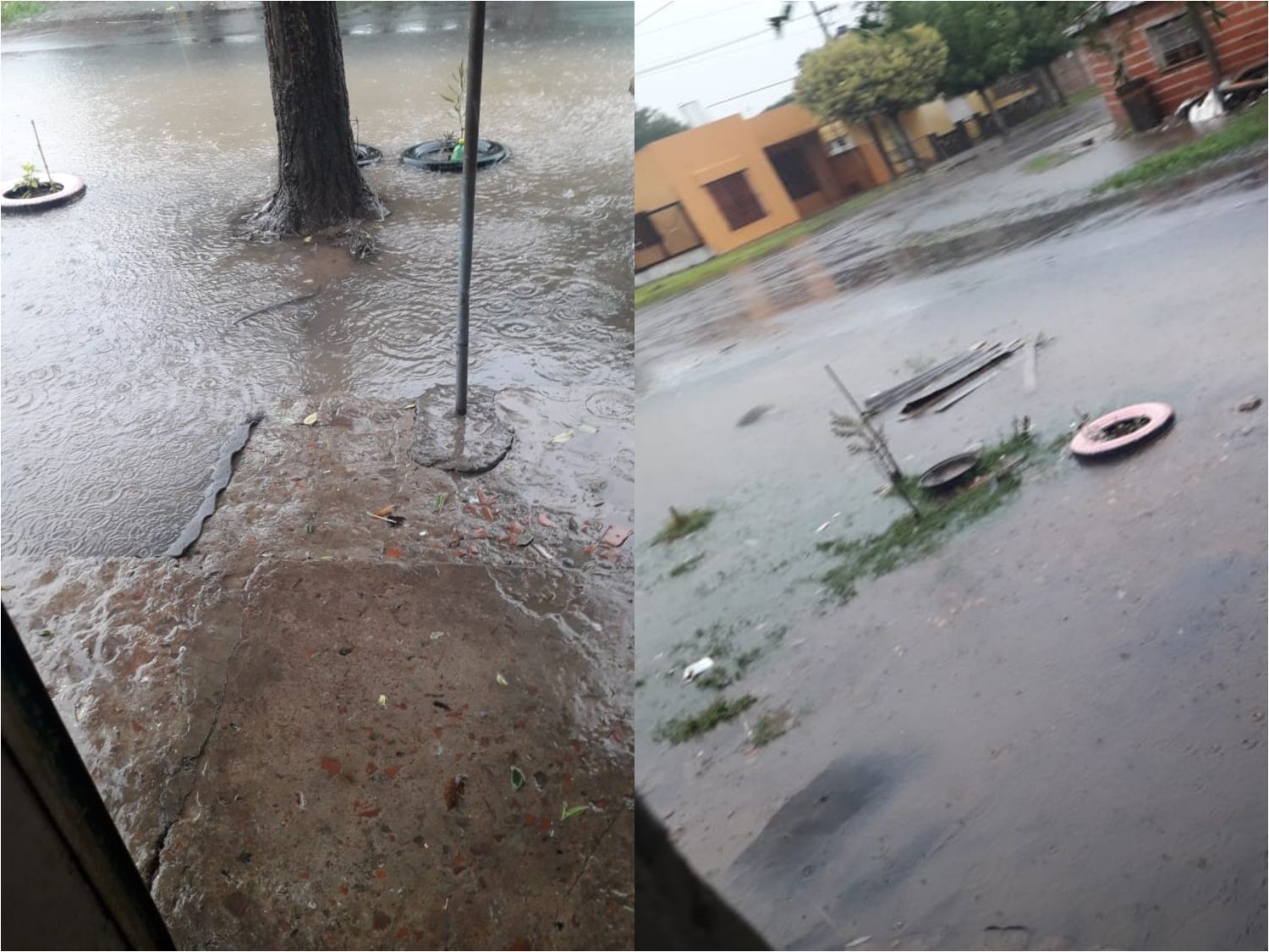 Temporal de lluvia: barrio El Caserito, calle Las Provincias