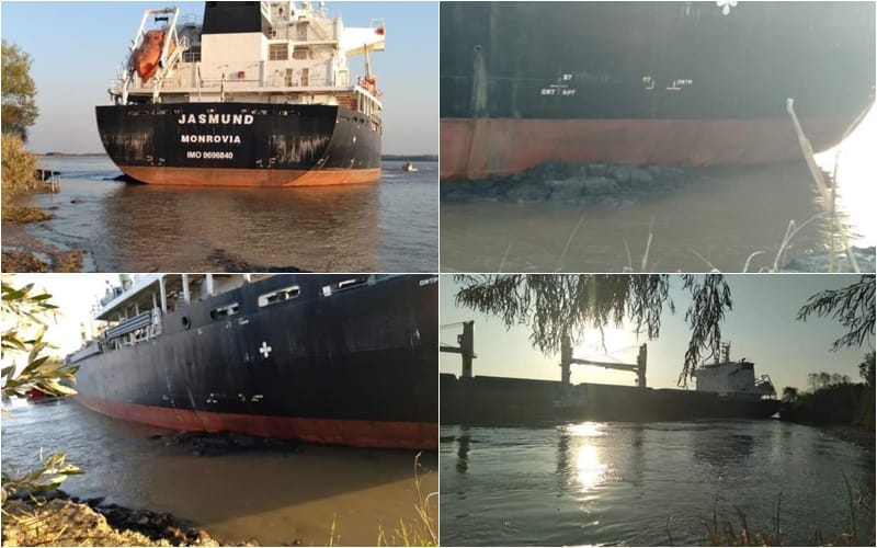 Río Paraná: barco quedó varado sobre la costa tras sufrir un problema en su maquinaria