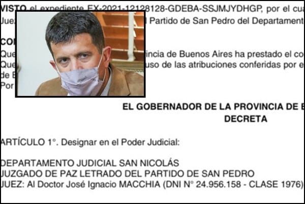 El gobernador Kicillof firmó el decreto y José Macchia es el nuevo Juez de Paz de San Pedro
