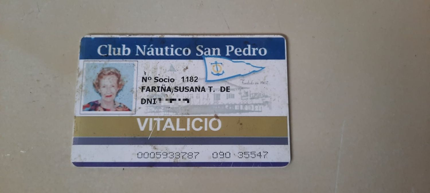 Encontraron carnet del club Náutico de Susana Fariña
