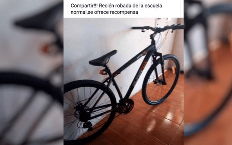 Buscan bici robada en la Escuela Normal