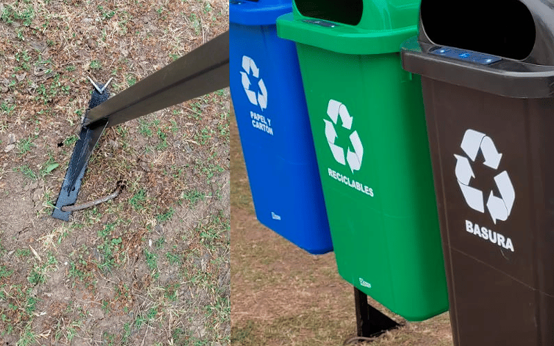 Reporte ciudadano: vecino advirtió que los nuevos tachos de basura “pueden caerse”