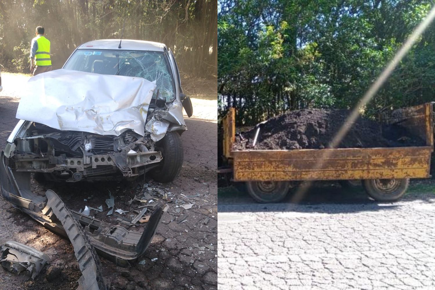 Un auto chocó contra el acoplado de un tractor municipal camino a Vuelta de Obligado