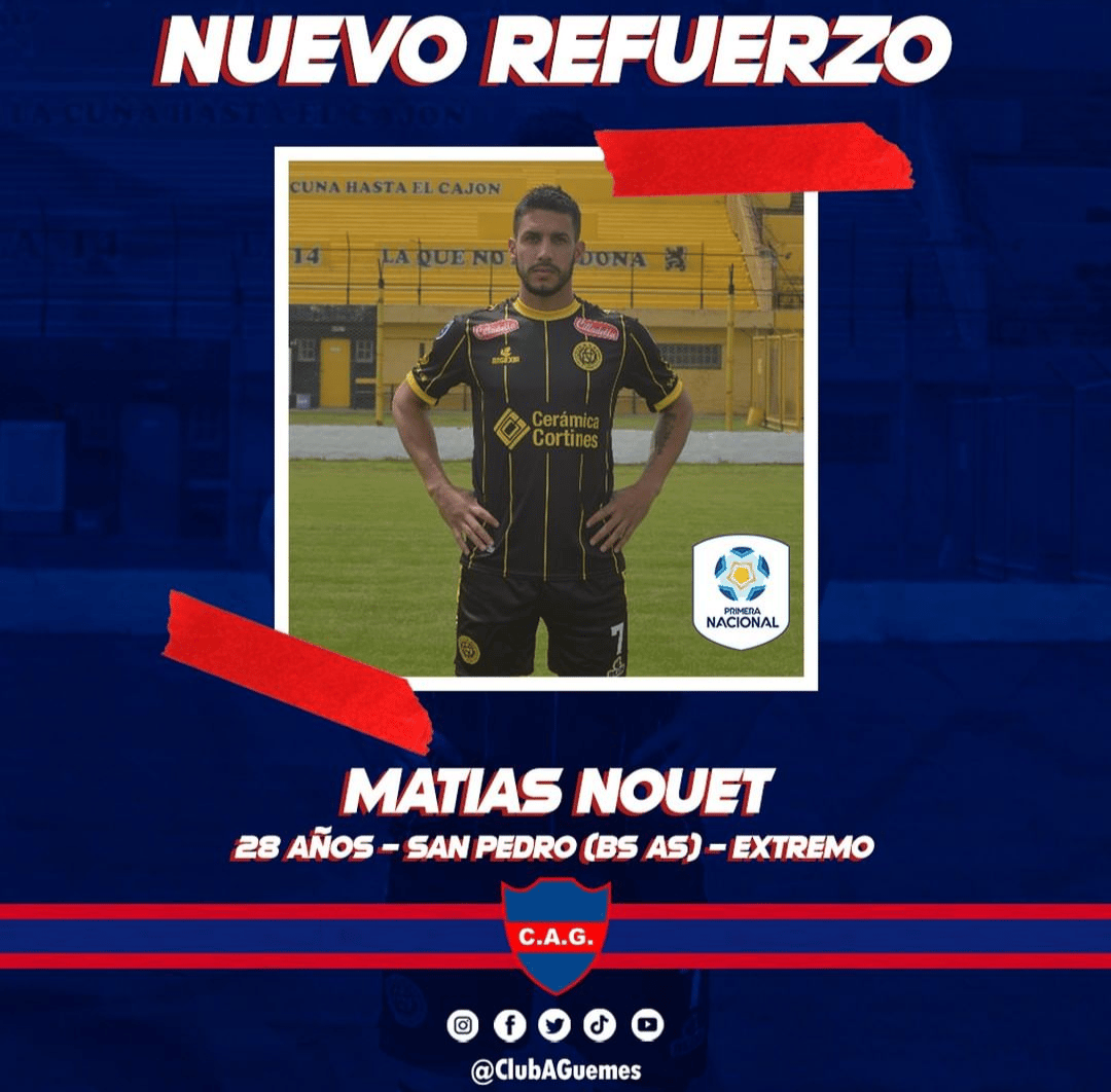 Matías Nouet vuelve a la Primera Nacional: se sumó a Güemes de Santiago del Estero y tuvo su primer entrenamiento