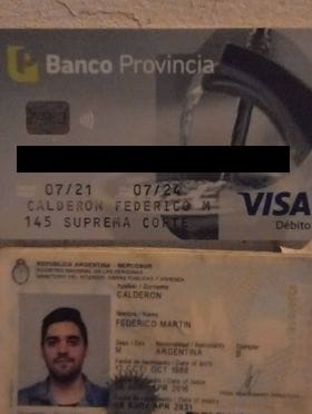 Se encontró documento y tarjeta a nombre de Federico Calderón