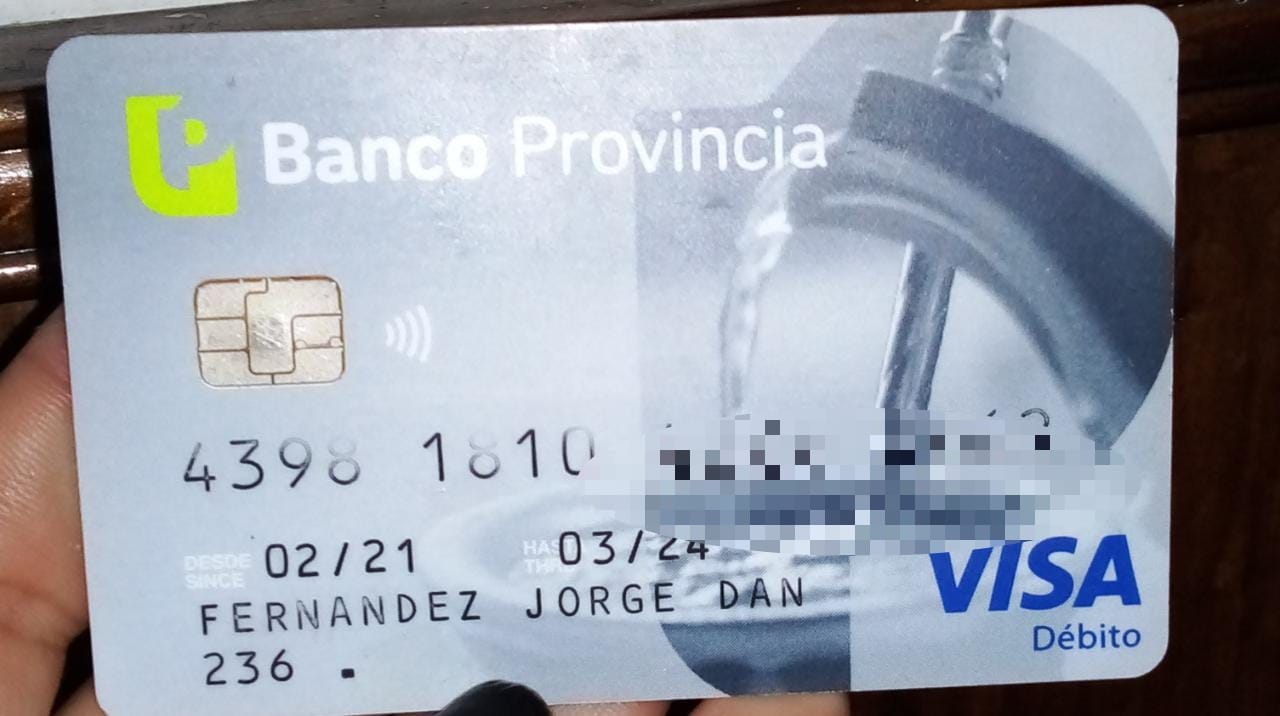 Encontraron tarjeta a nombre de Jorge Fernández
