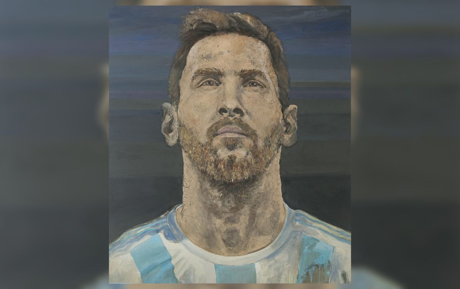 Qatar 2022: el retrato de Messi que creó Coqui López con tierra de la casa y el potrero del capitán de la Selección Argentina