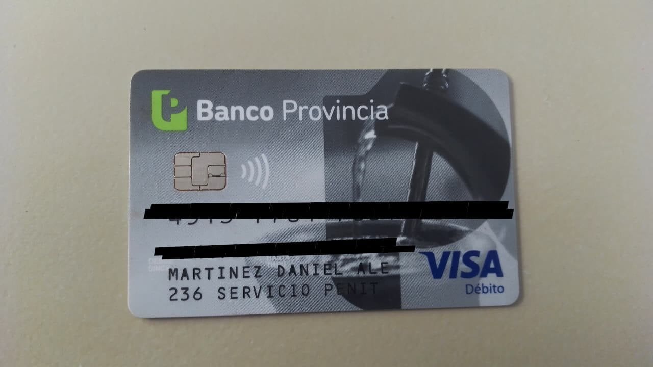 Tarjeta de Banco Provincia encontrada
