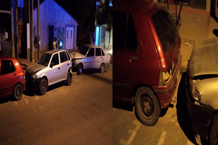 Choque en cadena: un Fiat Duna impactó contra autos estacionados