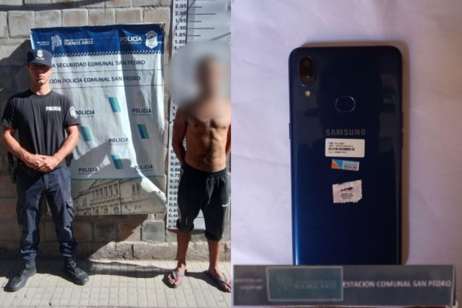 El celular fue recuperado y el delincuente, detenido. Foto: Policía Bonaerense.