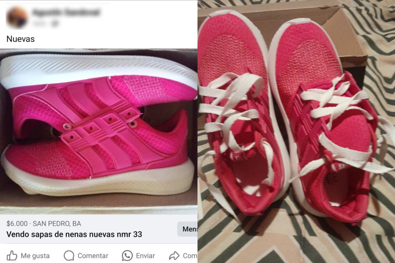 A la izquierda, las que ofrecían en Facebook; a la derecha, las que recibió otra mamá.