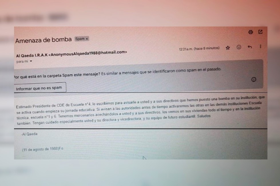 Amenaza de bomba en escuelas: qué dice el mail que llegó a uno de los ...